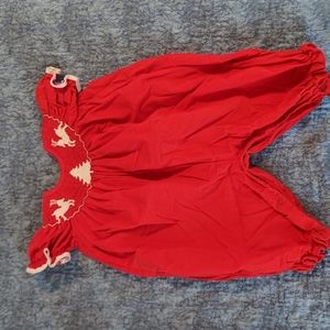 Christmas Reindeer Smocked 6 month Bubble romper